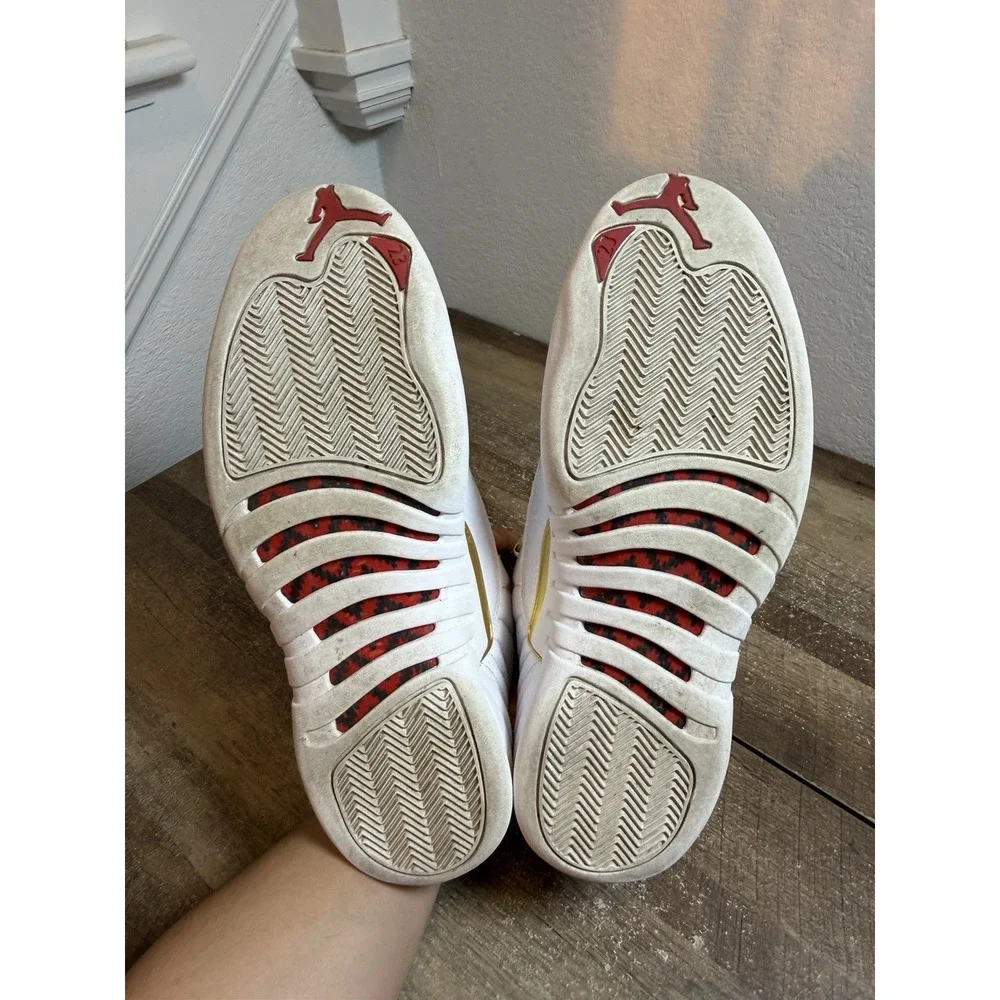 Nike Air Jordan 12 Retro FIBA 2019 White University Red Gold Sz 12 130690-107